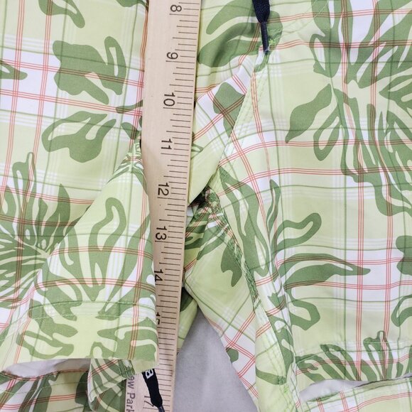 Bugatchi Uomo Green Plaid Tropical Swim Trunks Shorts Pockets Beach Ocean - Picture 3 of 14